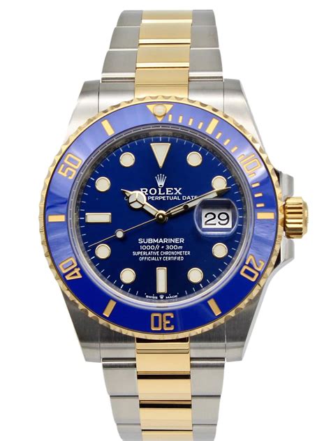 rolex sub 2 tone blue|rolex two tone submariner price.